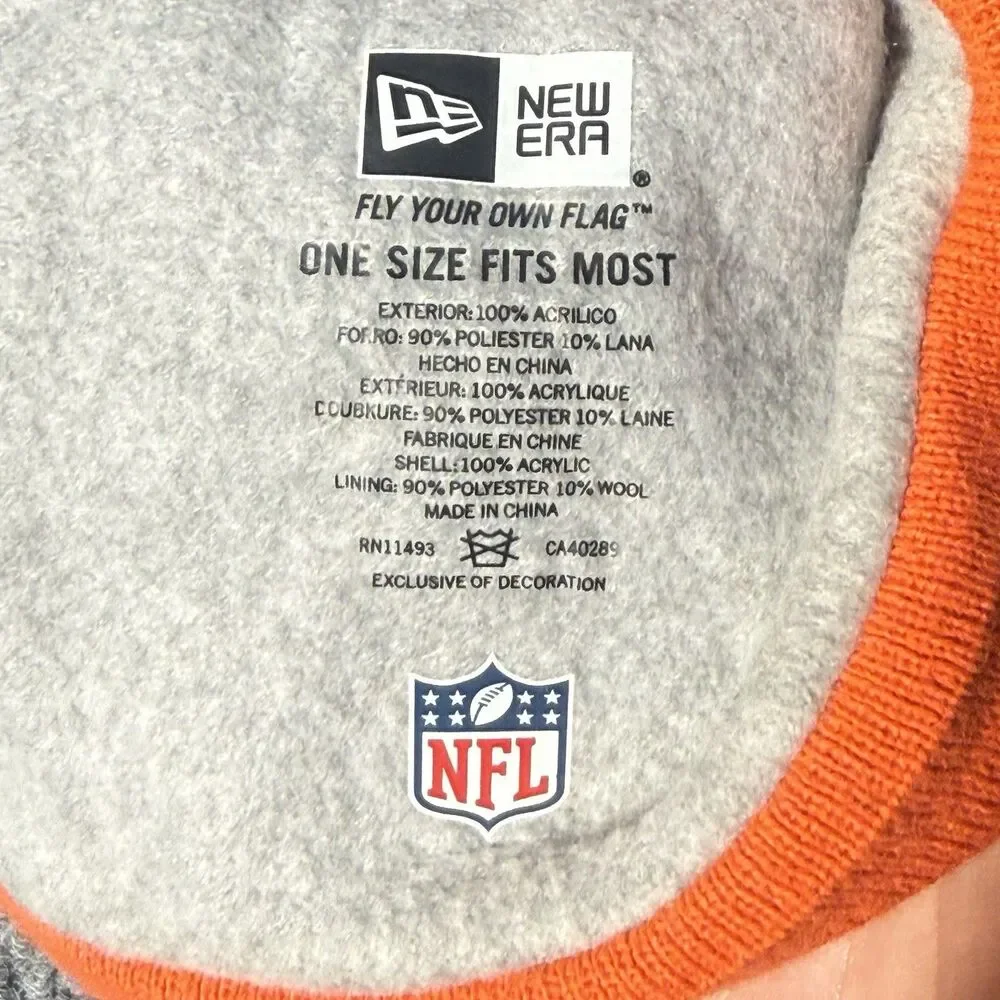 Denver‎ Broncos Beanie New Era NFL Winter Striped Fleece Lined Orange One Size